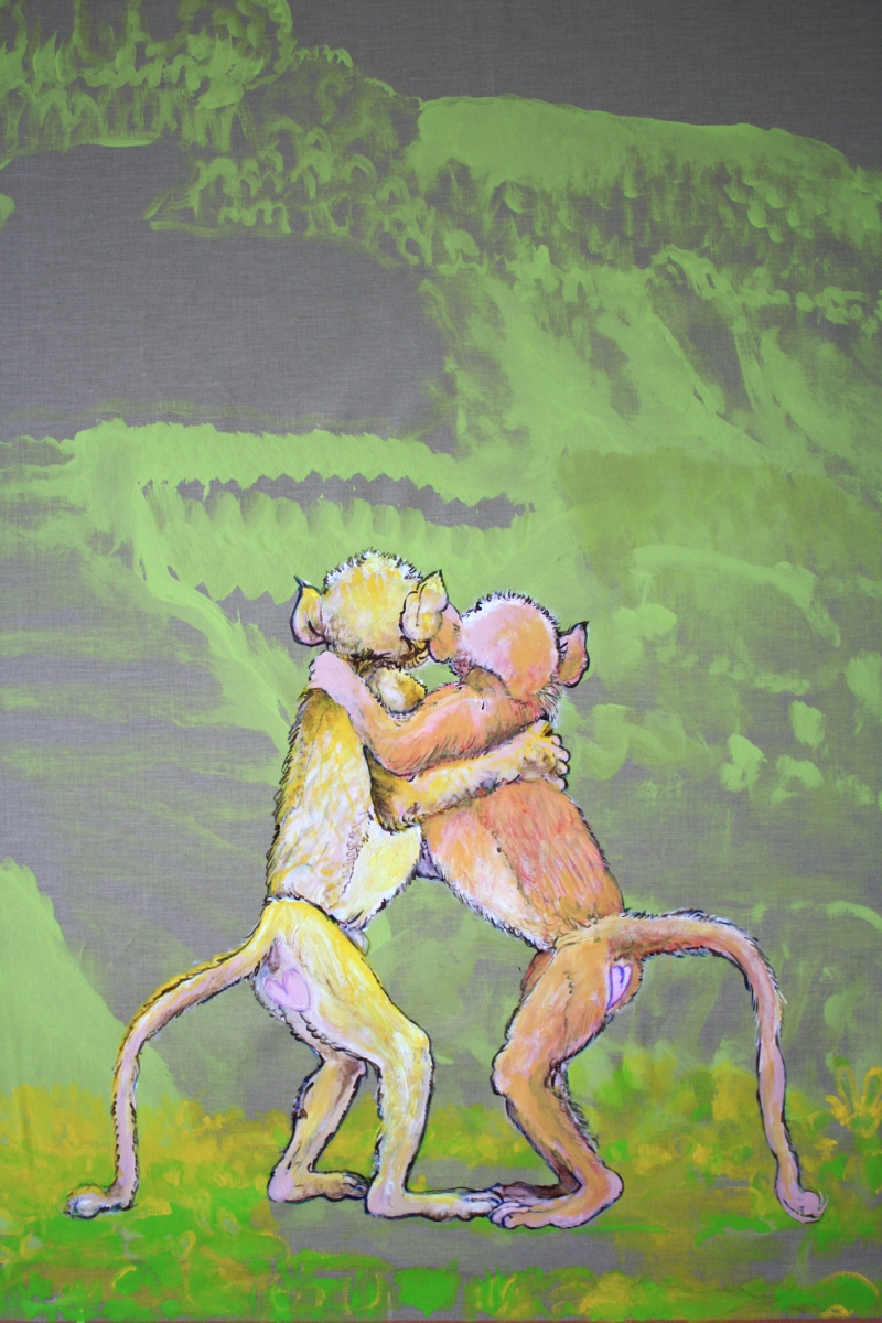Arunachala (Abrazamonos), acrylic on canvas, 210x300cm, 2017